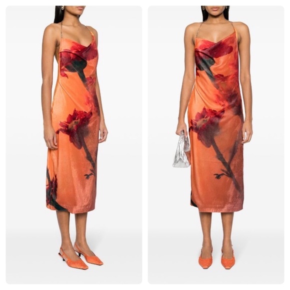 New! Stine Goya Promise Dress - Flowers Growing Under Orange Water 🧡 Small NWT - Picture 1 of 16